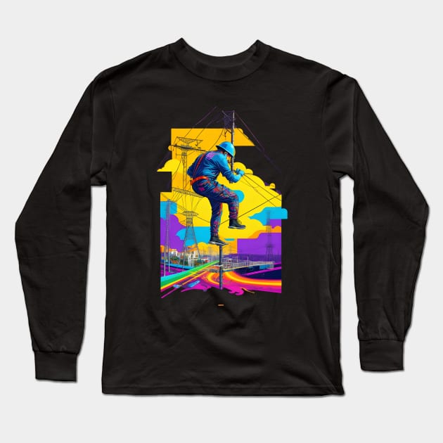 Lineman Design for Power Lineman Long Sleeve T-Shirt by emeka